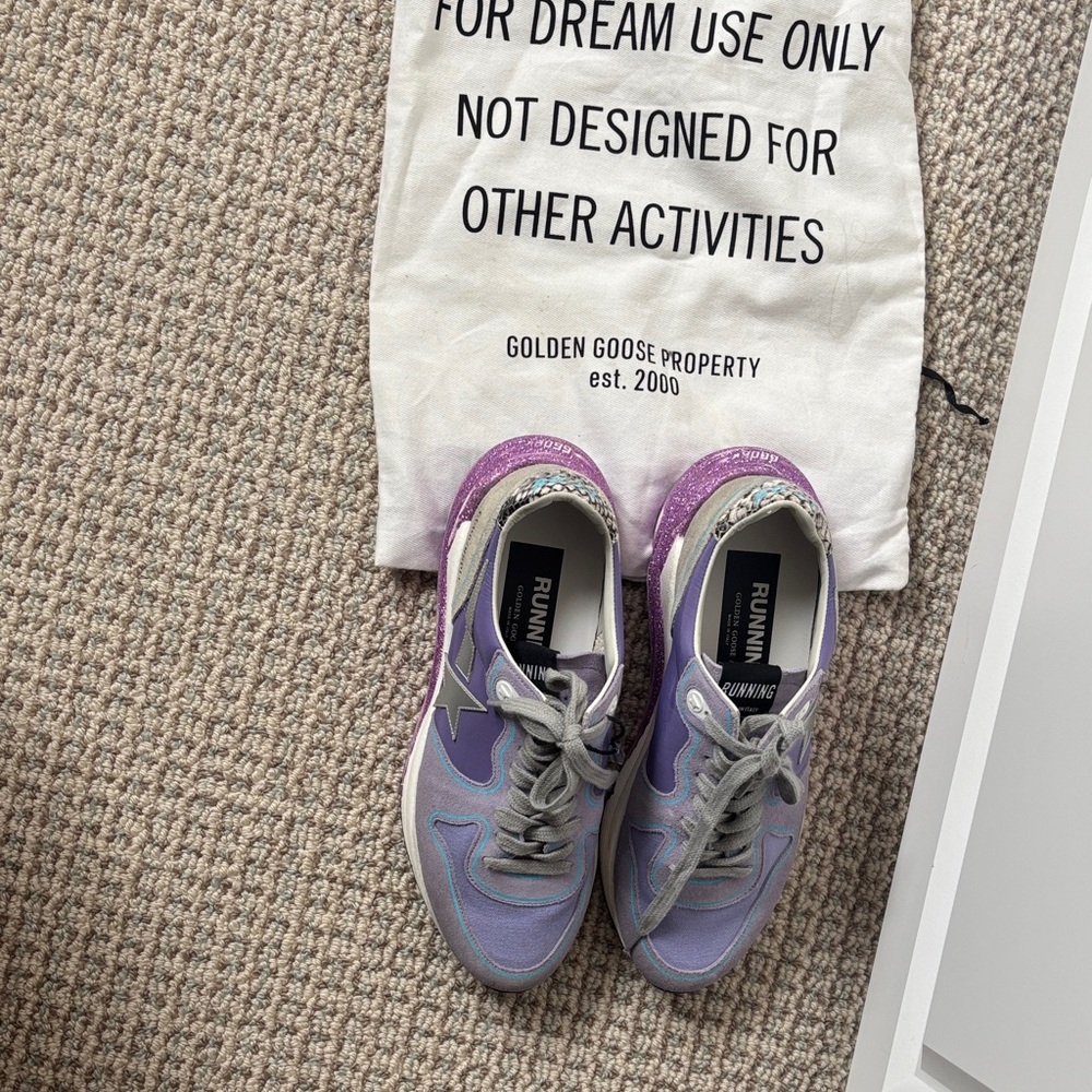 Golden Goose Lavender and Silver Sneakers - Picture 2 of 12